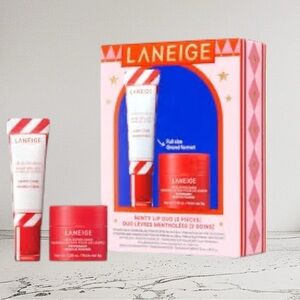 NWT LANEIGE Minty Lip Duo Candy Cane Lip Glowy Balm + Lip Sleeping Mask Set